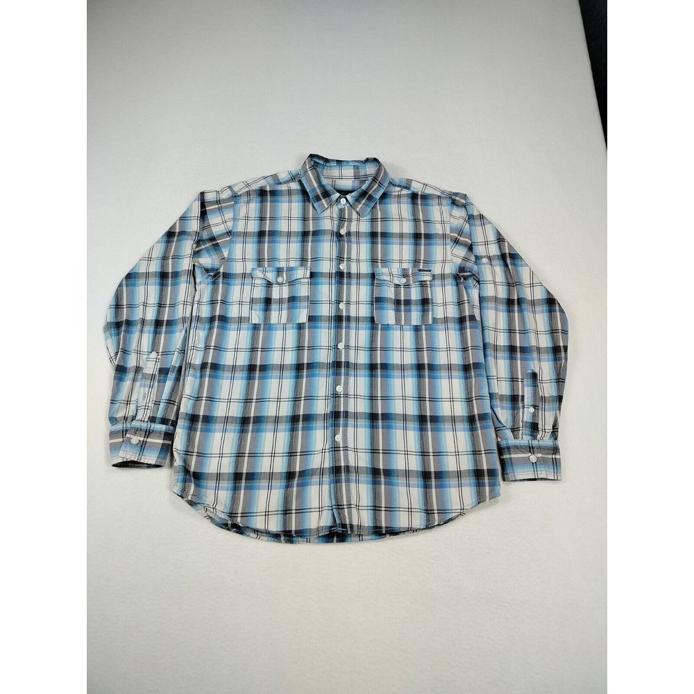 Seven7 Shirt Men's Large Blue Gray Button Up Westerncore Cowboycore Ranch PBR